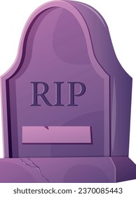 Halloween old tombstone  cartoon vector illustration. RIP gravestone for Halloween, cemetery or tomb, funeral elements. Halloween Elements and Objects for Design Projects. 