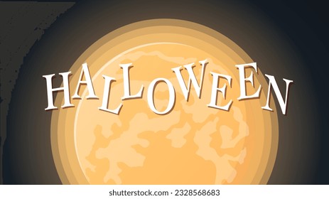 Halloween on moon in Halloween day for content online or web, banner and template , Flat cartoon flat style. illustration Vector EPS 10
