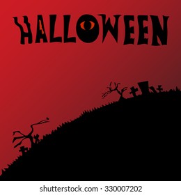 Halloween on red background.