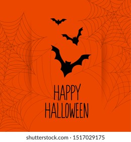 halloween orange background with flying bats