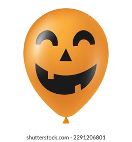 Halloween orange balloon illustration with scary and funny face