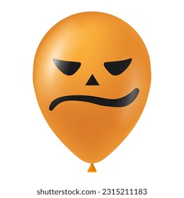 Halloween orange balloon illustration with scary and funny face