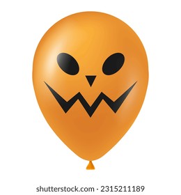 Halloween orange balloon illustration with scary and funny face