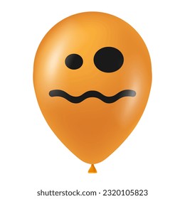 Halloween orange balloon illustration with scary and funny face