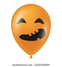 Halloween orange balloon illustration with scary and funny face