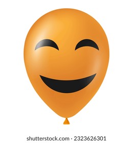 Halloween orange balloon illustration with scary and funny face