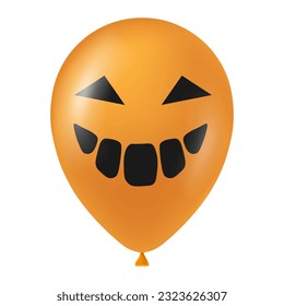 Halloween orange balloon illustration with scary and funny face
