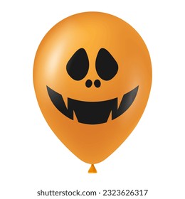 Halloween orange balloon illustration with scary and funny face