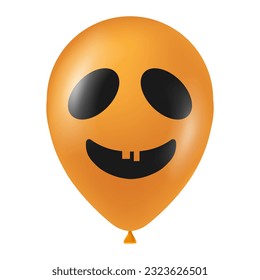 Halloween orange balloon illustration with scary and funny face