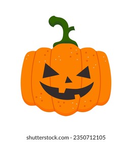 Halloween orange carved pumpkin, autumn decoration, sticker, artwork, vector print for Halloween and Thanksgiving decorations and designs.