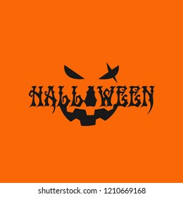 Halloween with orange color background and pumpkin face for your background of invitation or banner or else
