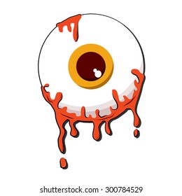 Halloween orange color eyeball cartoon on white background ,Vector Illustration