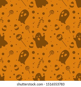 Halloween orange festive seamless pattern