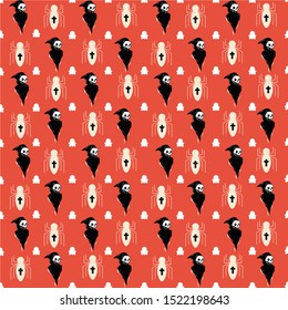 Halloween orange festive seamless pattern