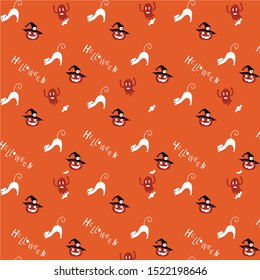 Halloween orange festive seamless pattern