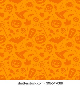 Halloween orange festive seamless pattern