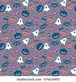 Halloween orange festive seamless pattern