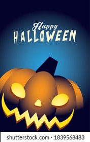 Halloween orange pumpkin cartoon design, Holiday and scary theme Vector illustration