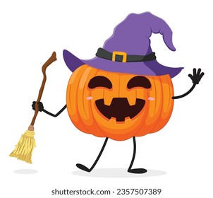 Halloween orange pumpkin cartoon with smile