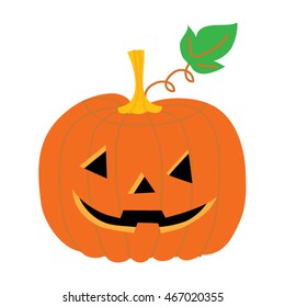 Halloween orange pumpkin with eyes and mouth. Vector illustration.