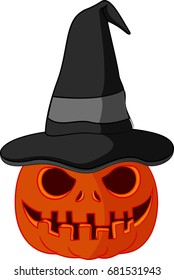 halloween orange pumpkin in hat 