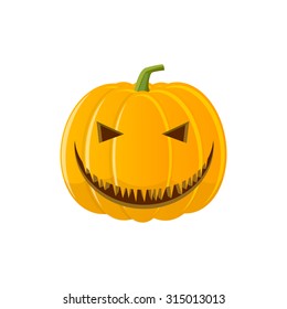Halloween, orange pumpkin jack-o-lantern smile