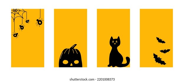 Halloween Orange Story Template For Social Media, Vector Illustration