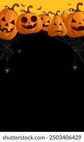 Halloween orange theme background with group of 3D illustration. vector illustration.