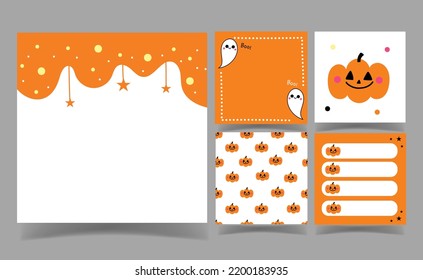 Halloween orange and white color background collection. memo template.