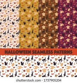 Halloween ornament pattern with varies of background color and transparence background

 