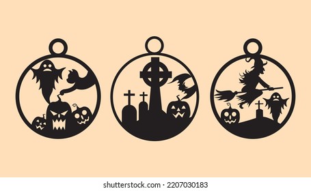 Conjunto de vectores de elementos de ornamentos de Halloween
