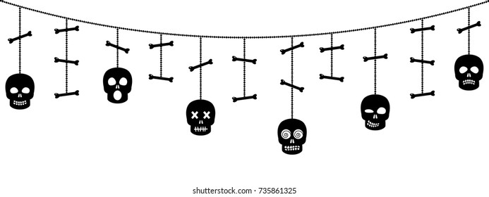 Halloween-Ornamente mit Skulpturen und Knochen