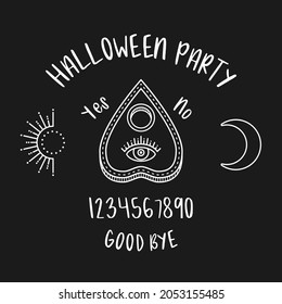 Halloween ouija planchette with eye of providence. Vector stock illustration