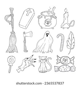 Halloween Outline collection for sticker, decoration, or background. A simple vector design.