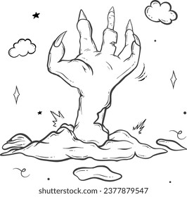 halloween outline decoration black and white
