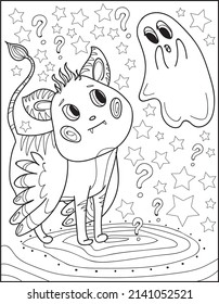 Halloween outline drawing coloring pages for adults coloring book