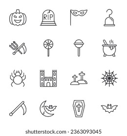 Halloween outline icon set vector illustration