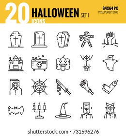 Halloween outline icons set 1. illustration vector