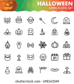 Halloween Outline Icons. Set of  Design Elements