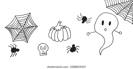 Halloween outline illustration vector image. Hand drawn halloween sketch image artwork. Simple original logo icon from pen drawing sketch.