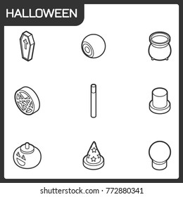 Halloween outline isometric icons
