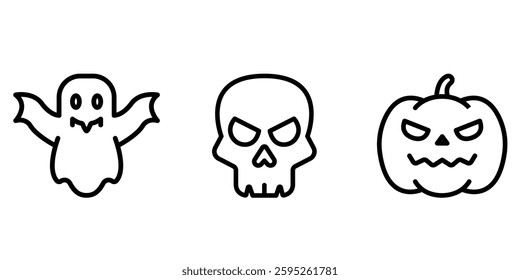 halloween outline or line icon design bundle.