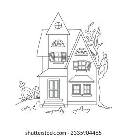 Halloween Outline Vector Illustration for coloring book