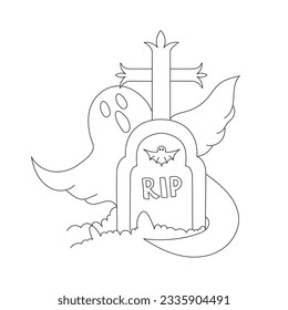 Halloween Outline Vector Illustration for coloring book