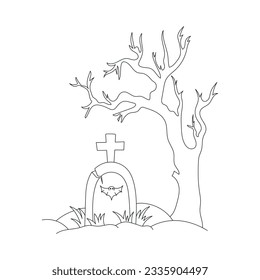 Halloween Outline Vector Illustration for coloring book