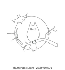 Halloween Outline Vector Illustration for coloring book