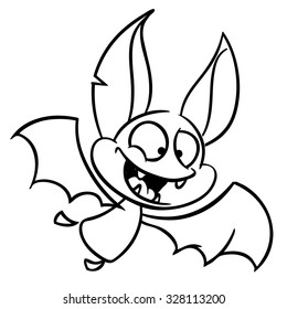 Halloween outlined flying bat. Vector illustration