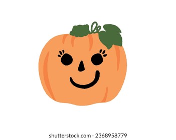 halloween outlined hand drawn vector illustration of happy, cute and fun jack o' lantern woman with a smile