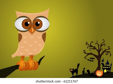 Halloween Owl Background-vector