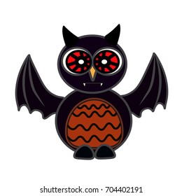 Halloween owl bat art vector face isolate on white background 